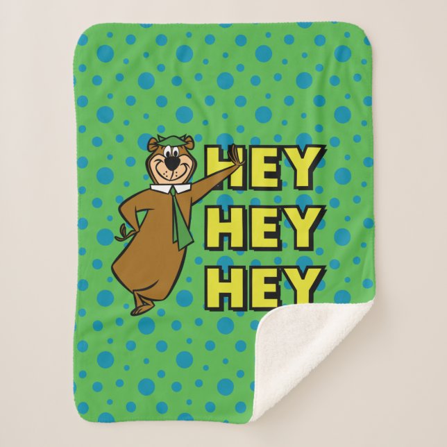 Yogi Bear Hey Hey Hey Sherpa Blanket (Front)