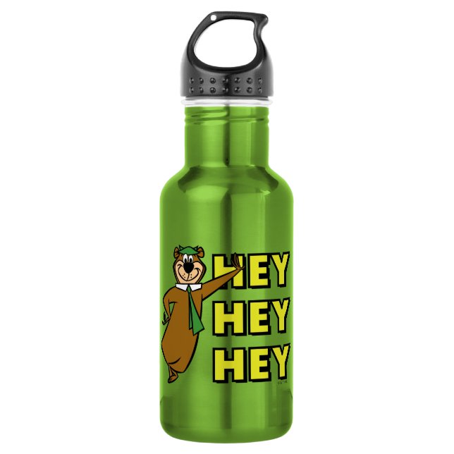 Yogi Bear Hey Hey Hey Stainless Steel Water Bottle (Front)