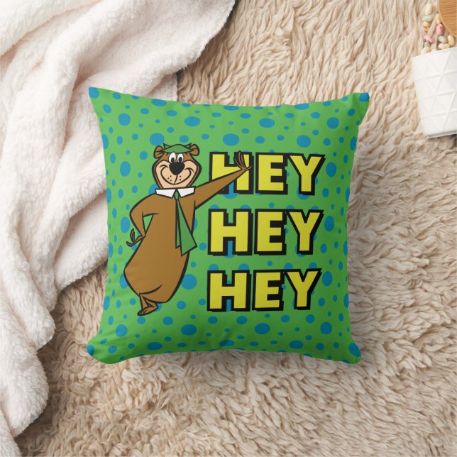 Yogi Bear Hey Hey Hey Throw Pillow (Blanket)