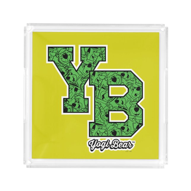 Yogi Bear Patterned Varsity Letters Acrylic Tray (Front)