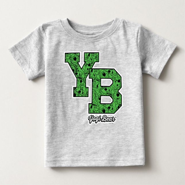 Yogi Bear Patterned Varsity Letters Baby T-Shirt (Front)