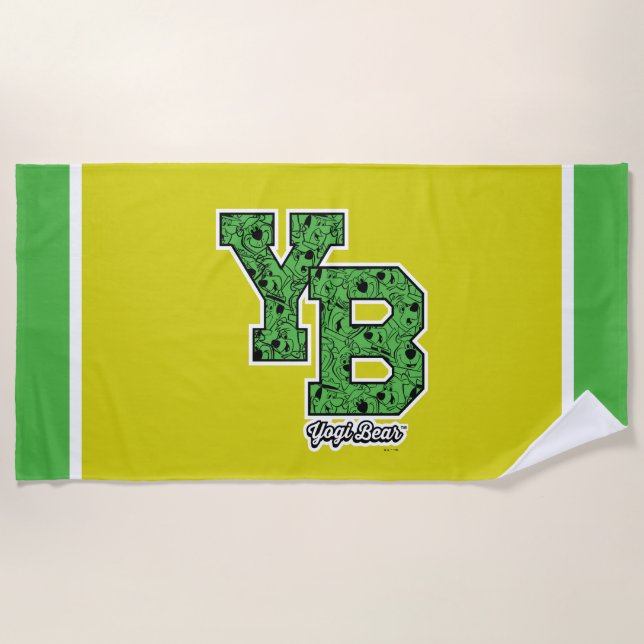 Yogi Bear Patterned Varsity Letters Beach Towel (Front)