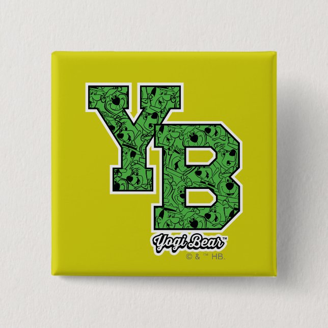Yogi Bear Patterned Varsity Letters Button (Front)