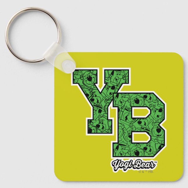 Yogi Bear Patterned Varsity Letters Keychain (Front)