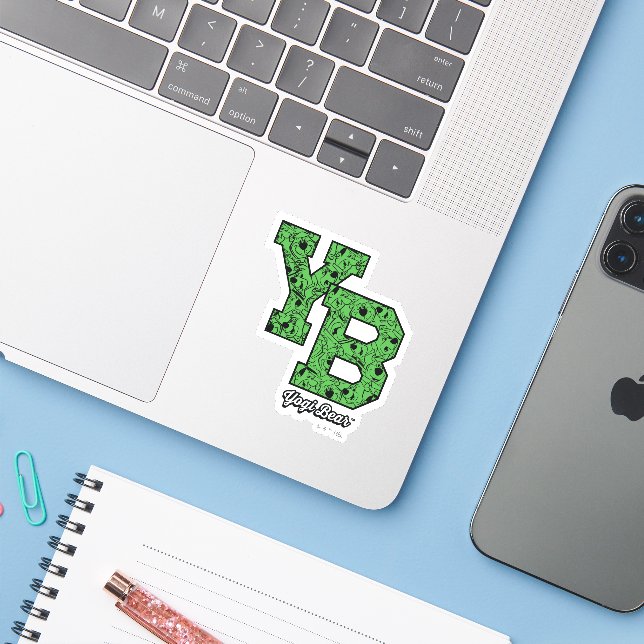Yogi Bear Patterned Varsity Letters Sticker (Laptop w/ iPhone)