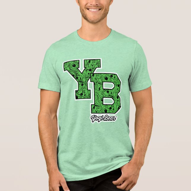 Yogi Bear Patterned Varsity Letters Tri-Blend Shirt (Front)