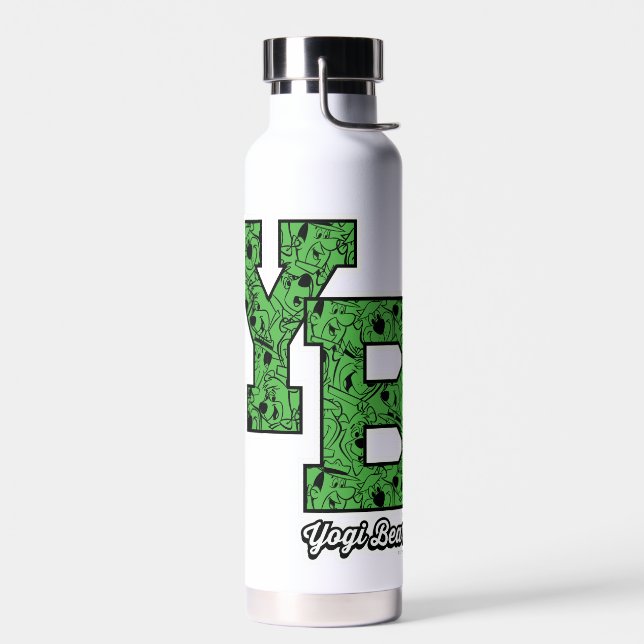 Yogi Bear Patterned Varsity Letters Water Bottle (Left)