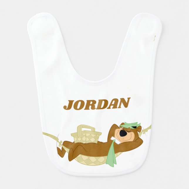 Yogi Bear Picnic Hammock Nap Time Baby Bib (Front)