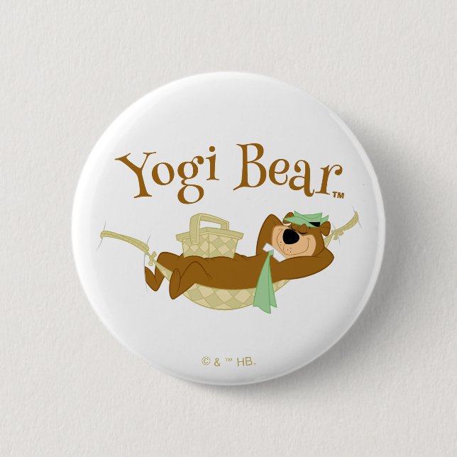 Yogi Bear Picnic Hammock Nap Time Button (Front)