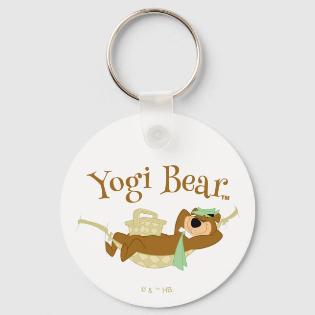 Yogi Bear Picnic Hammock Nap Time Keychain (Front)