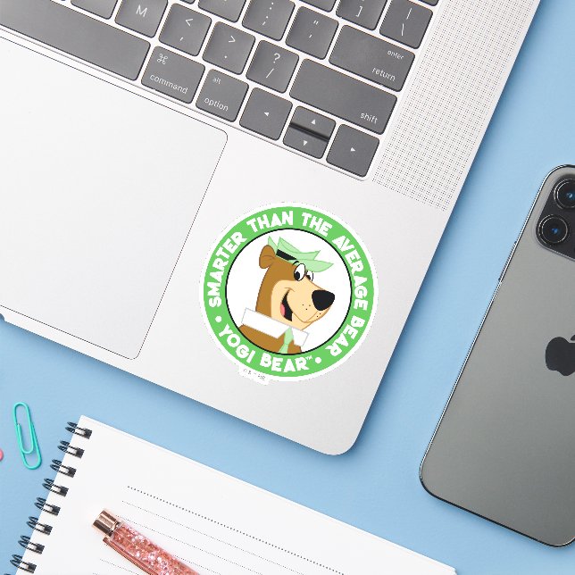 Yogi Bear Smiling Portrait Sticker (Laptop w/ iPhone)