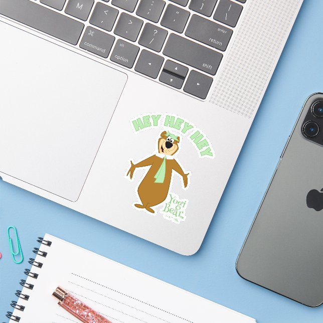 Yogi Bear Welcome Sticker (Laptop w/ iPhone)