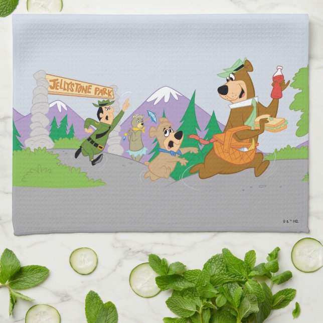 Yogi Bear's Great Picnic Basket Escape Kitchen Towel (Folded)