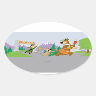 Yogi Bear's Great Picnic Basket Escape Oval Sticker