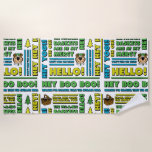 Yogi Bear's Picnic Quotes &amp; Fun Phrases Pattern Beach Towel