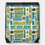 Yogi Bear's Picnic Quotes &amp; Fun Phrases Pattern Drawstring Bag