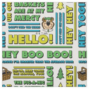 Yogi Bear's Picnic Quotes & Fun Phrases Pattern Fabric