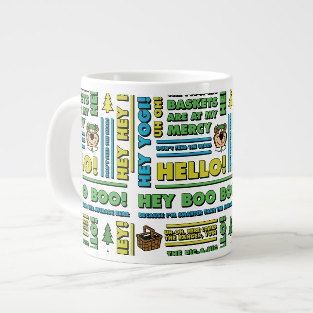 Yogi Bear's Picnic Quotes & Fun Phrases Pattern Giant Coffee Mug (Front Left)