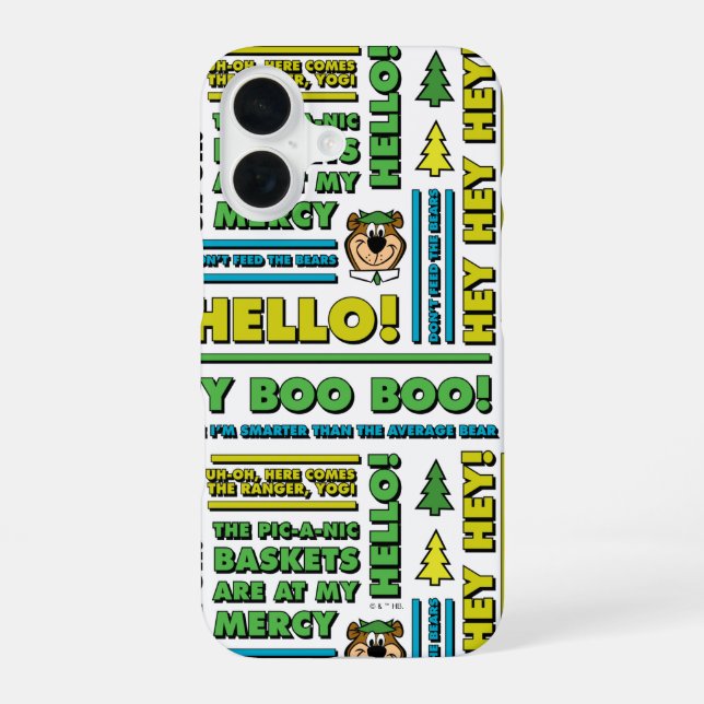 Yogi Bear's Picnic Quotes & Fun Phrases Pattern Iphone Case (Back)