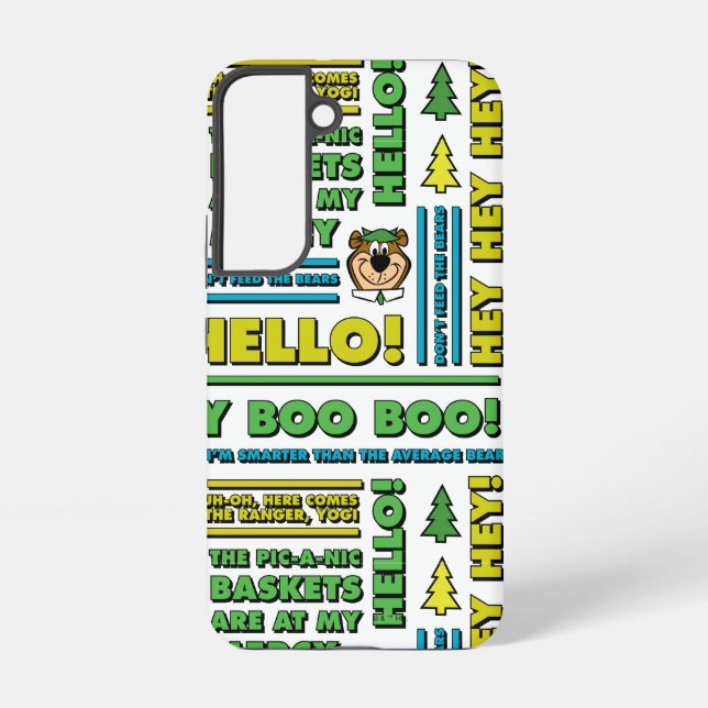 Yogi Bear's Picnic Quotes & Fun Phrases Pattern Samsung Galaxy Case (Back)