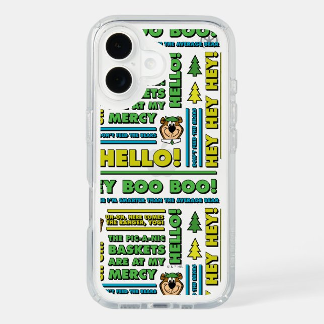 Yogi Bear's Picnic Quotes & Fun Phrases Pattern Speck iPhone Case (Front)