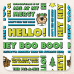 Yogi Bear's Picnic Quotes &amp; Fun Phrases Pattern Square Paper Coaster
