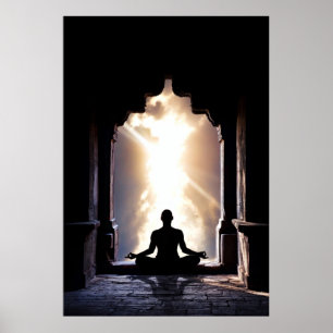 Yogi in full meditation,peace zen yoga chakra heal poster
