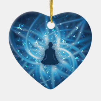 Yogi meditating ceramic ornament