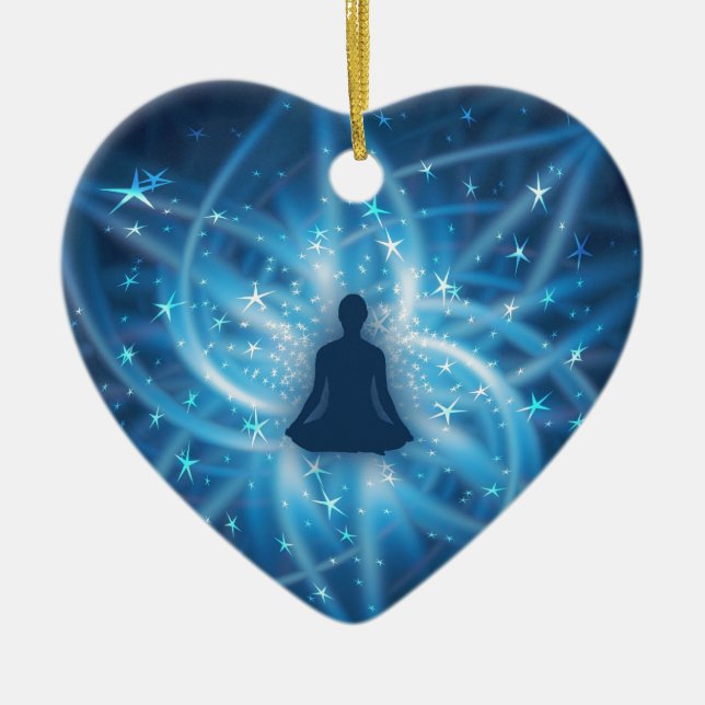 Yogi meditating ceramic ornament (Front)