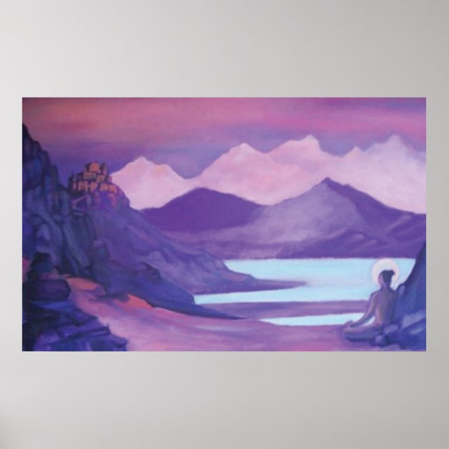 Yogi & Monastery in Tibetan Mountains Poster (Front)