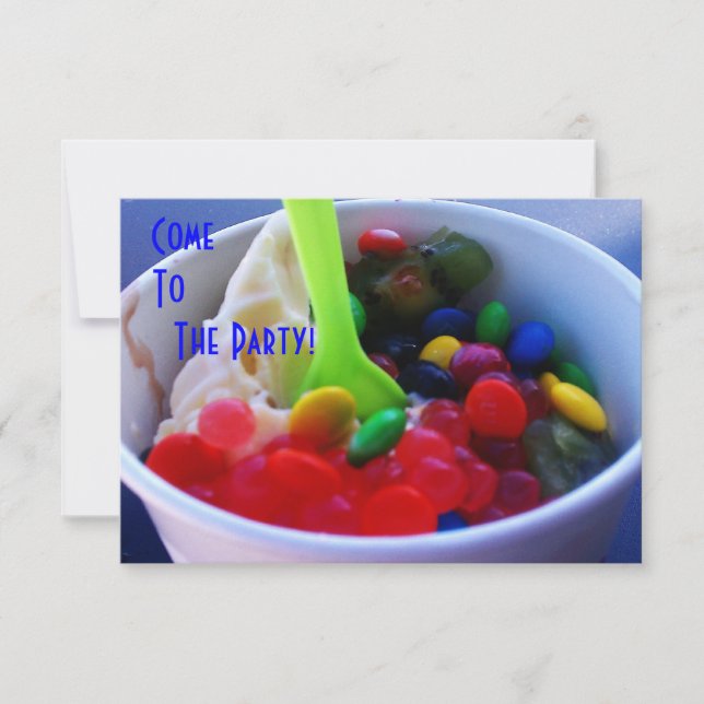 Yogurt and Fixins Bright Color Candy Invite (Front)