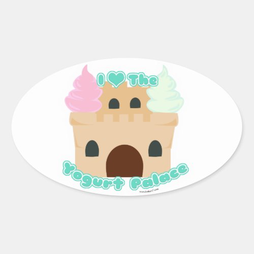 Yogurt Palace Fun Fictional Frozen Dessert Logo Oval Sticker