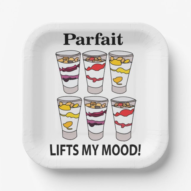 Yogurt Parfait Cold Sweet Fruit Dessert Party Paper Plates (Front)