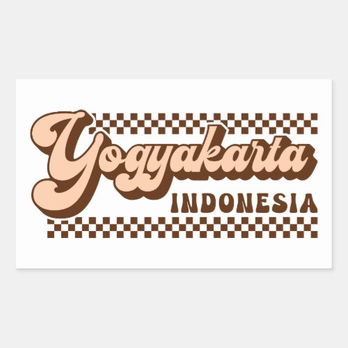 Yogyakarta Indonesia Retro Brown Text Rectangular Sticker