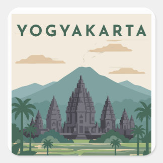 Yogyakarta Indonesia Travel Poster Square Sticker