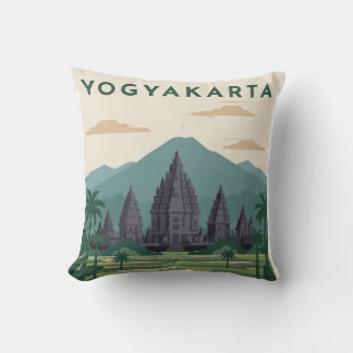 Yogyakarta Indonesia Travel Poster Throw Pillow