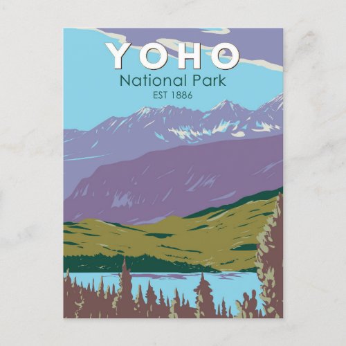Yoho National Park Canada Travel Art Vintage Postcard
