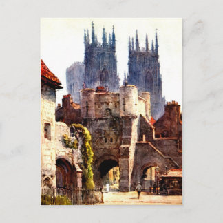 Yok Minster Bootham Bar Entrance Color Cathedral Postcard