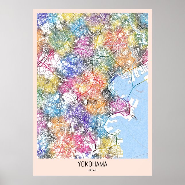 Yokohama Japan City Map Poster (Front)