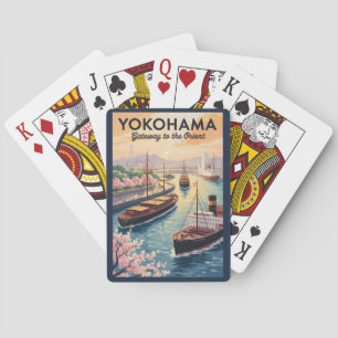 Yokohama Japan Illustration Travel Art Vintage Poker Cards