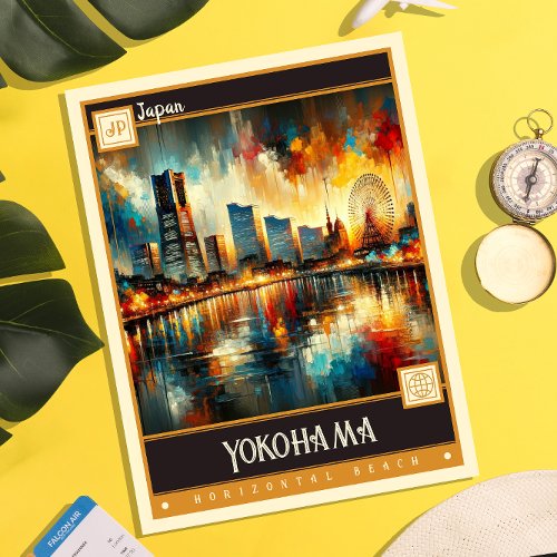 Yokohama Japan  Vintage Painting Postcard