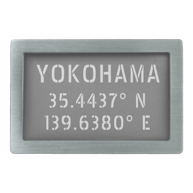 Yokohama Latitude & Longitude  Belt Buckle (Front)