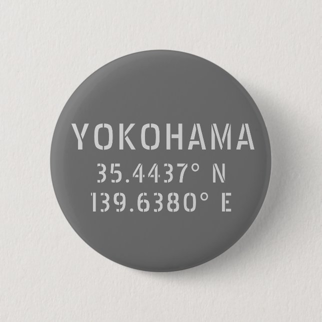 Yokohama Latitude & Longitude  Button (Front)