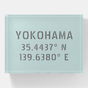 Yokohama Latitude & Longitude Paperweight