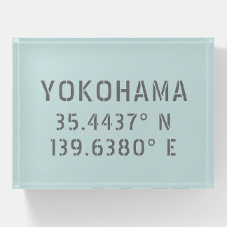 Yokohama Latitude & Longitude Paperweight