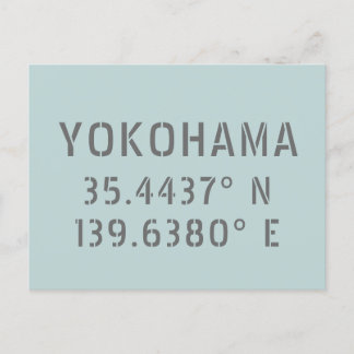 Yokohama Latitude & Longitude Postcard