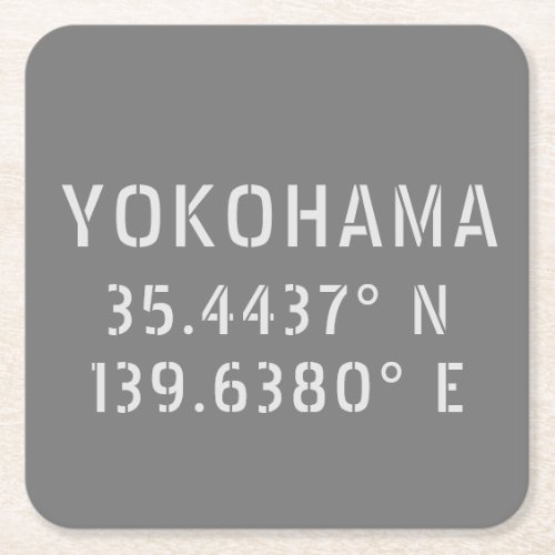 Yokohama Latitude  Longitude  Square Paper Coaster
