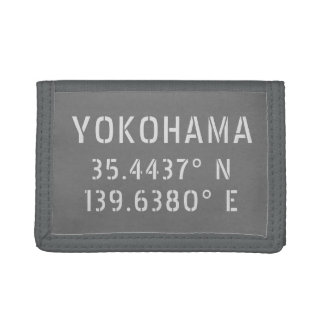 Yokohama Latitude & Longitude Trifold Wallet