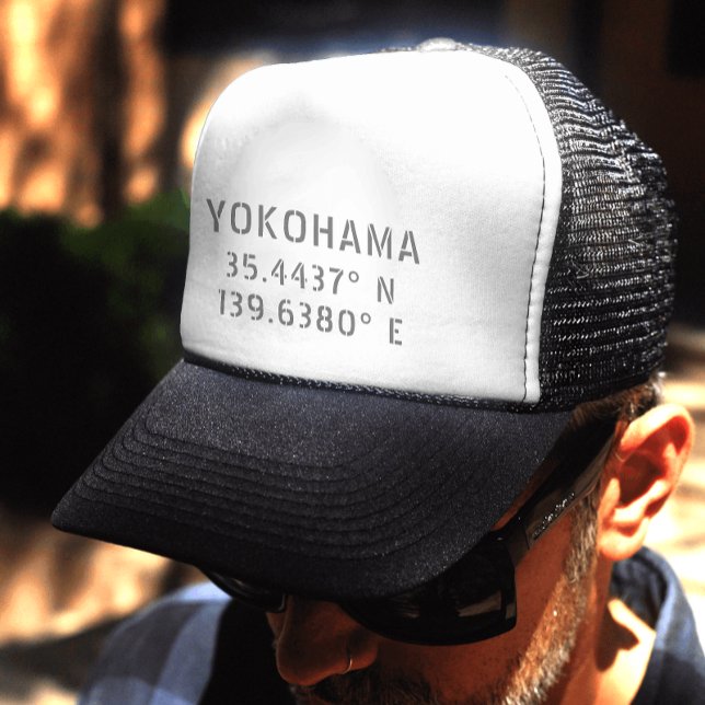 Yokohama Latitude & Longitude   Trucker Hat (Creator Uploaded)