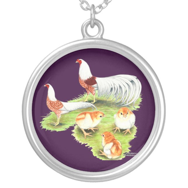 Yokohama Red Shoulder Family Silver Plated Necklace (Front)